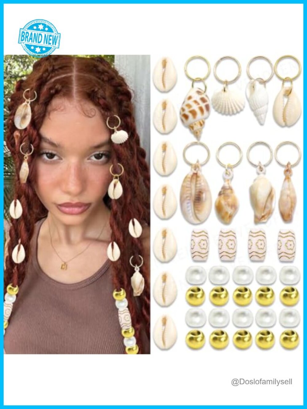 Shell Loc Charms Hair Jewelry for Braids 50PCS
